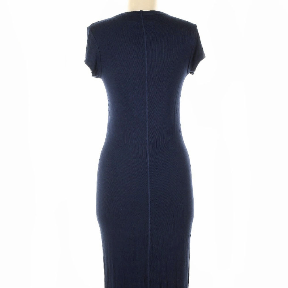 Enza Costa INTERMIX Ribbed Navy Bodycon T-shirt Dress S/M - Picture 7 of 10